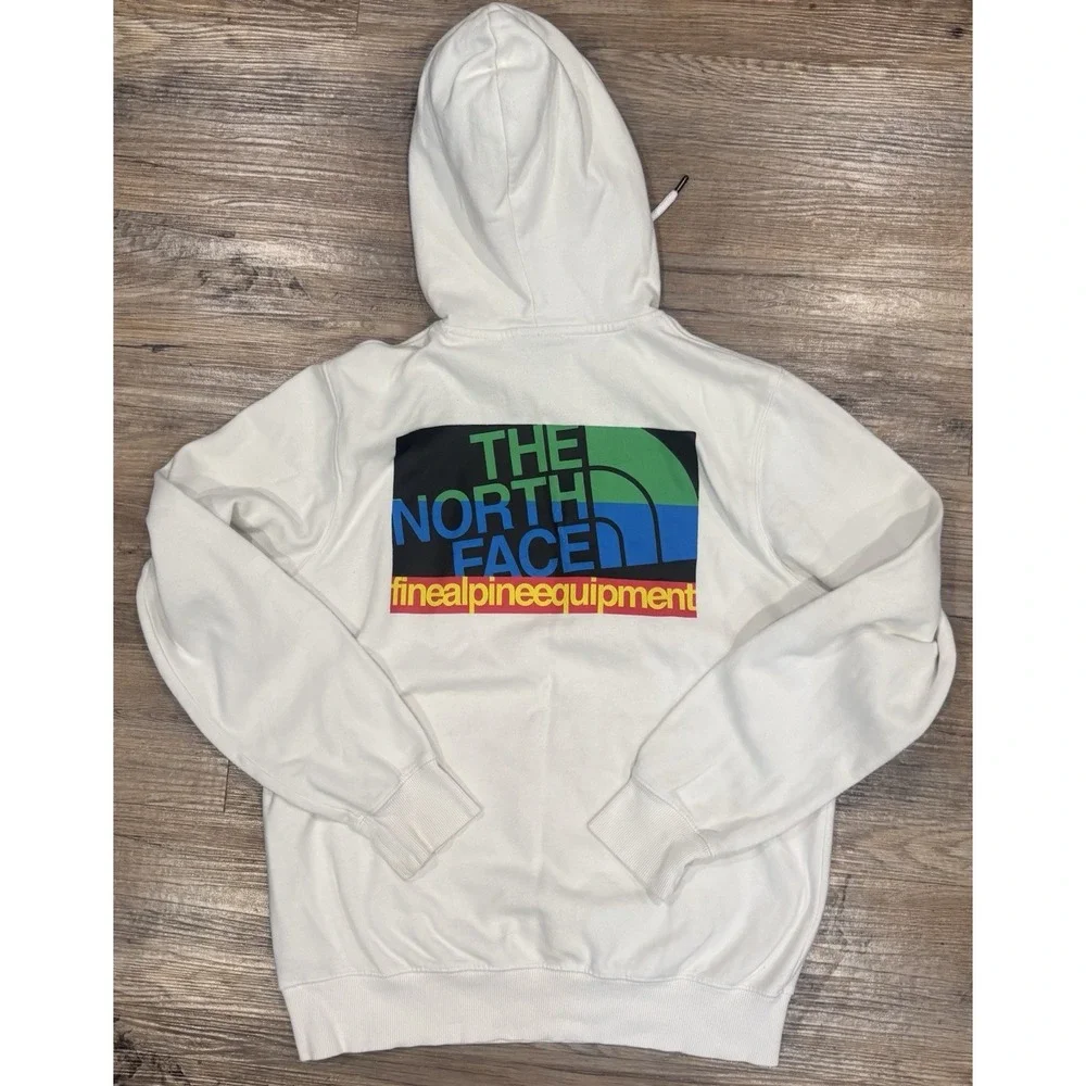 The North Face Fine Alpine Equipment White Graphic Fleece Hoodie Men Sz S Retro